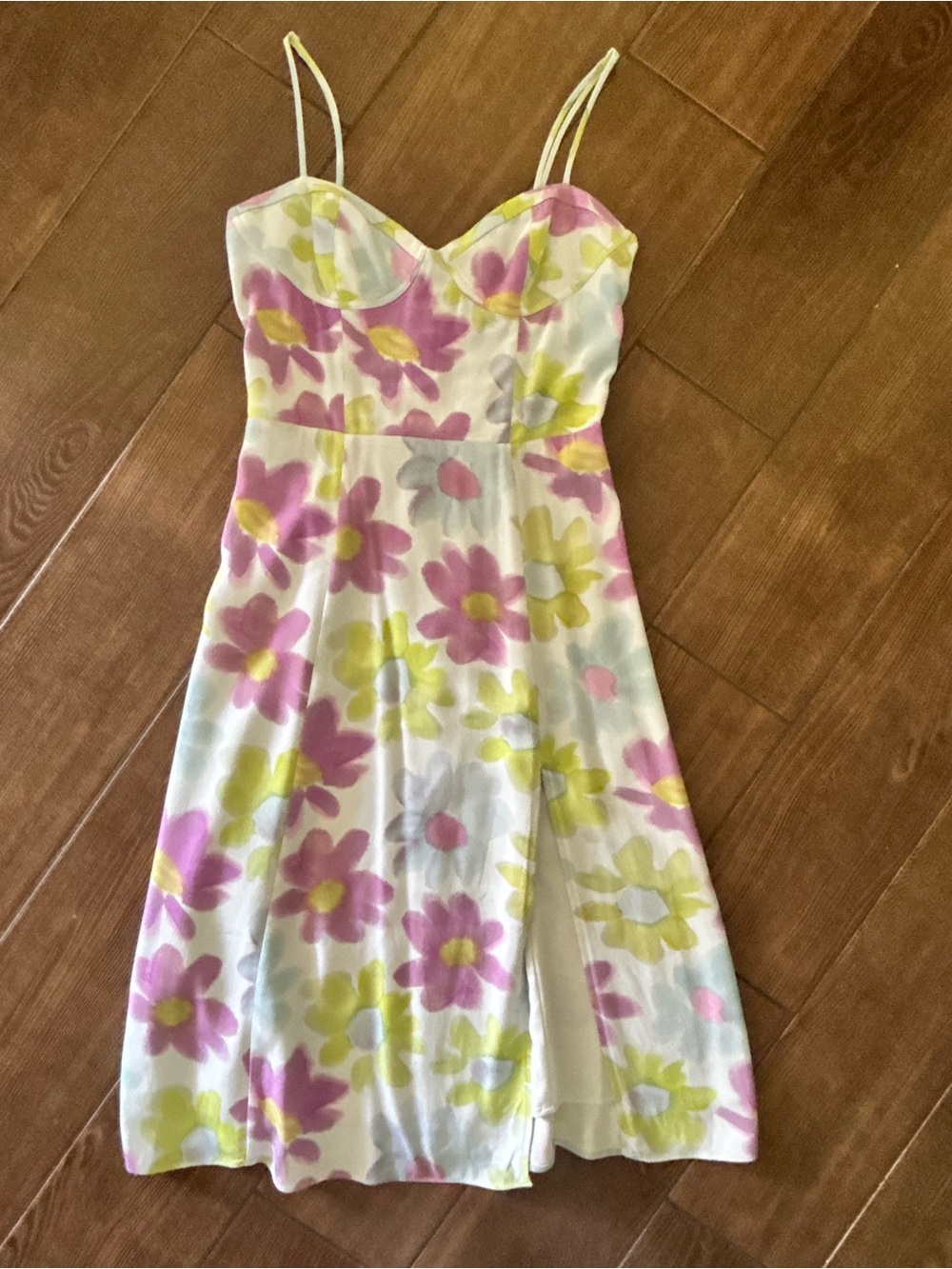 Sunday Best Floral Midi Dress in White, Pink & Yellow